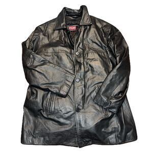 Vintage Phase 2 Men Genuine Leather Lined Heavy Coat L Black Jacket